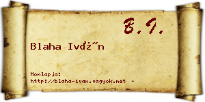 Blaha Iván névjegykártya