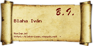 Blaha Iván névjegykártya